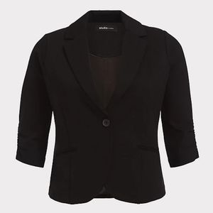 Torrid Size 3 Black Studio Blazer Ruched Sleeves